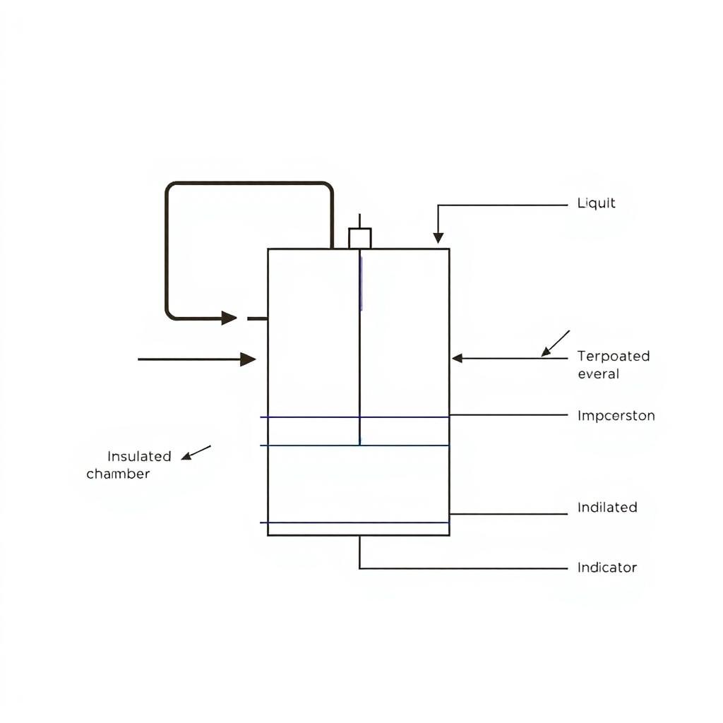 A detailed schematic diagram of a boiling chamber specifically designed for determining the value of the pool boiling coefficient