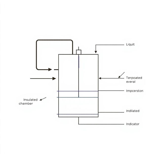 A detailed schematic diagram of a boiling chamber specifically designed for determining the value of the pool boiling coefficient