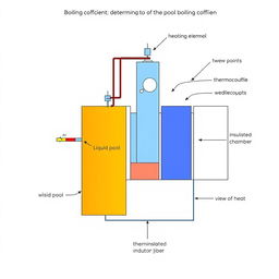 A detailed schematic diagram of a boiling chamber specifically designed for determining the value of the pool boiling coefficient