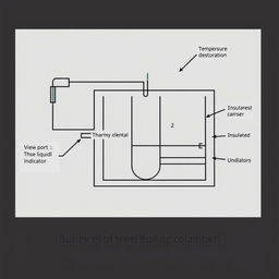 A detailed schematic diagram of a boiling chamber specifically designed for determining the value of the pool boiling coefficient