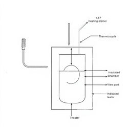 A detailed schematic diagram of a boiling chamber specifically designed for determining the value of the pool boiling coefficient