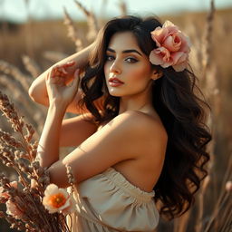 A striking and artistic representation of feminine beauty inspired by classic art forms, focusing on elegance and allure