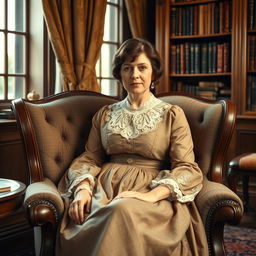 A stunning portrait of Harriet Martineau, the 19th-century English social theorist and writer, capturing her intellectual essence