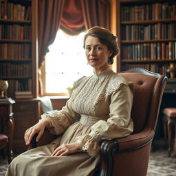 A stunning portrait of Harriet Martineau, the 19th-century English social theorist and writer, capturing her intellectual essence