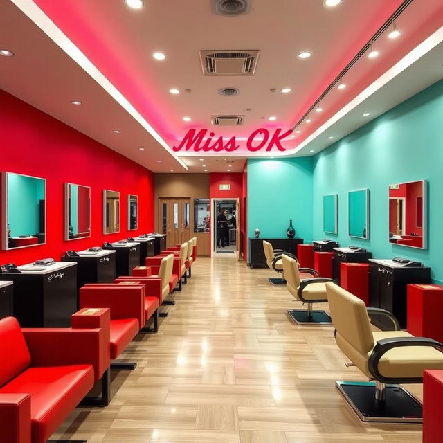 A spacious and modern nail spa interior featuring multiple rows of nail stations for five people, designed to accommodate larger groups