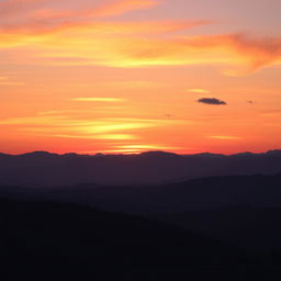 A breathtaking view of a sunrise with vibrant orange, pink, and purple hues painting the sky, the sun peeking just above the horizon