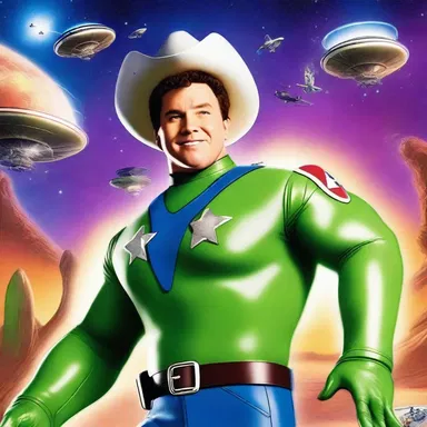 The texan space ranger embarked on an intergalactic journey to save the universe from an alien invasion.