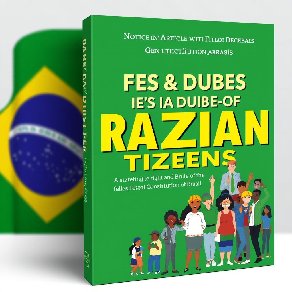 A book cover design focused on the rights and duties of Brazilian citizens as stated in Article 5 of the Federal Constitution of Brazil