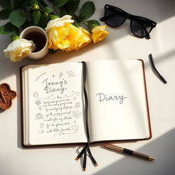 A beautifully styled flat lay photograph capturing the essence of a modern diary