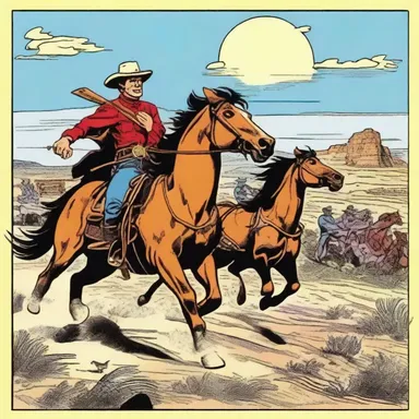 The comic strip depicted the adventures of a texan cowboy traveling through the Wild West, bringing justice to lawless towns.