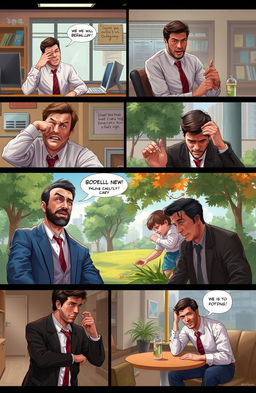 A digital painting depicting various real-life incidents that highlight the challenges faced by men