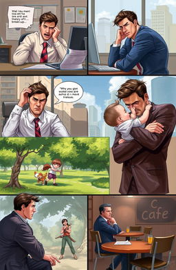A digital painting depicting various real-life incidents that highlight the challenges faced by men