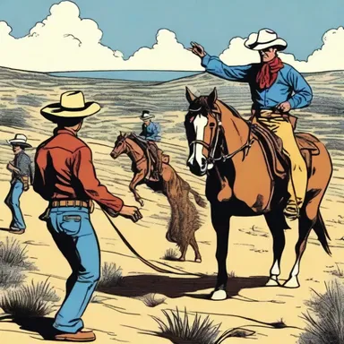 The comic strip depicted the adventures of a texan cowboy traveling through the Wild West, bringing justice to lawless towns.