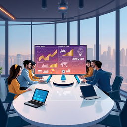 An illustration depicting the concept of AI for Customer Relationship Management (CRM)