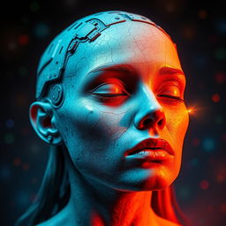A surrealistic blend of a human face and a car, where facial features are abstract and unrecognizable