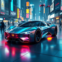 A futuristic concept of the coolest most advanced car, featuring a sleek, aerodynamic design with an innovative body shape