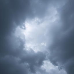 A dramatic sky filled with dark and gloomy clouds, creating a sense of foreboding and melancholy