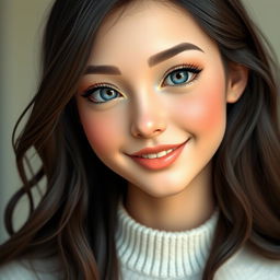 A highly detailed and realistic AI-generated portrait of a young adult female with striking features