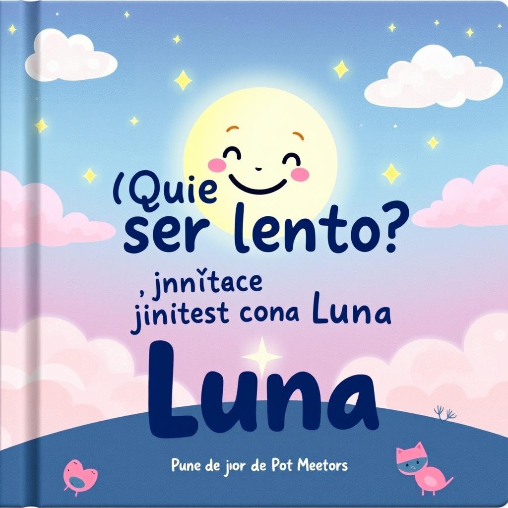 A whimsical and engaging book cover design featuring the title in bold, playful typography that reads: '¿Quieres ser lento?, júntate con Luna