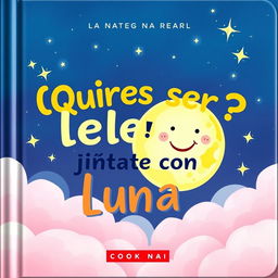A whimsical and engaging book cover design featuring the title in bold, playful typography that reads: '¿Quieres ser lento?, júntate con Luna