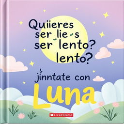 A whimsical and engaging book cover design featuring the title in bold, playful typography that reads: '¿Quieres ser lento?, júntate con Luna