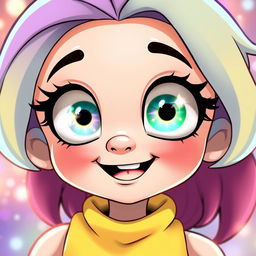 A character with exaggerated, large, expressive eyes, showcasing an innocent and whimsical style