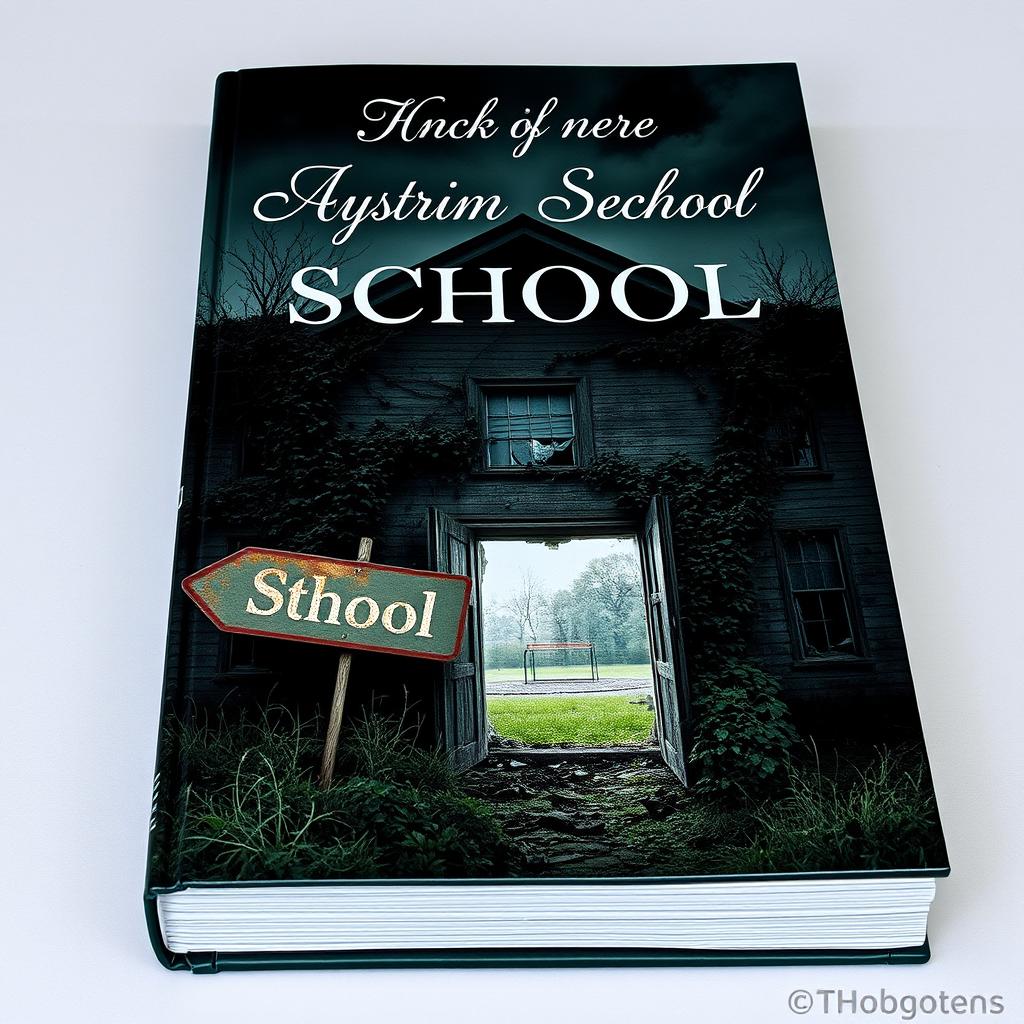 A hauntingly beautiful book cover featuring a mysterious abandoned school
