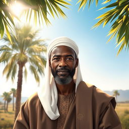 A serene portrait of Ahmadou Bamba, the revered Senegalese religious leader and founder of the Mouride brotherhood