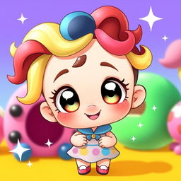 A cute chibi character named Afie, with oversized expressive eyes, a small nose, and a cheerful smile