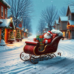 A festive Christmas street scene filled with holiday cheer