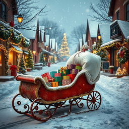 A festive Christmas street scene filled with holiday cheer
