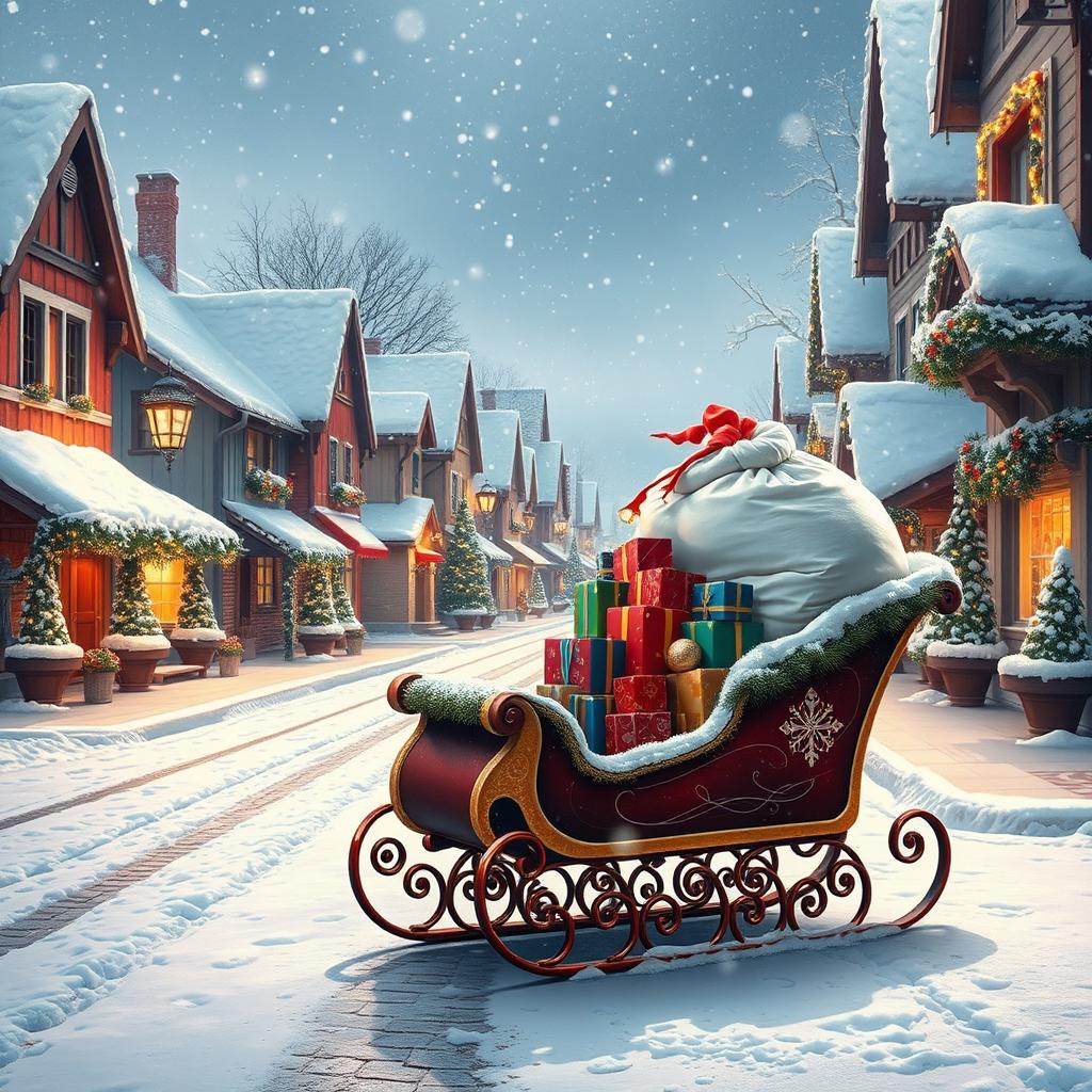 A festive Christmas street scene filled with holiday cheer