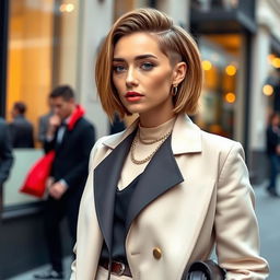 A fashionable person with a stylish haircut that flatters their face shape