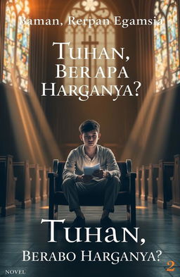 A thought-provoking book cover for a novel titled 'Tuhan, Berapa Harganya?'
