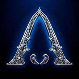 A stylized representation of the letter 'A', designed with intricate patterns and textures that give it a three-dimensional look