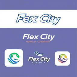 A modern and vibrant logo design for 'Flex City Mongolia Community'
