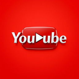 A vibrant and eye-catching YouTube logo designed with a glossy finish