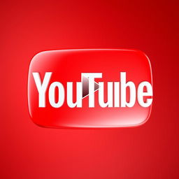 A vibrant and eye-catching YouTube logo designed with a glossy finish