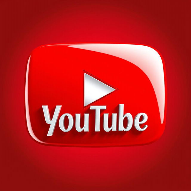 A vibrant and eye-catching YouTube logo designed with a glossy finish