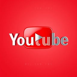 A vibrant and eye-catching YouTube logo designed with a glossy finish