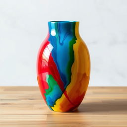 A medium-sized vase designed for painting, rendered in an artistic and colorful style