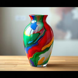 A medium-sized vase designed for painting, rendered in an artistic and colorful style