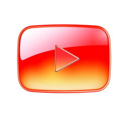A vividly designed representation of the YouTube logo, featuring the iconic play button within a red rectangle