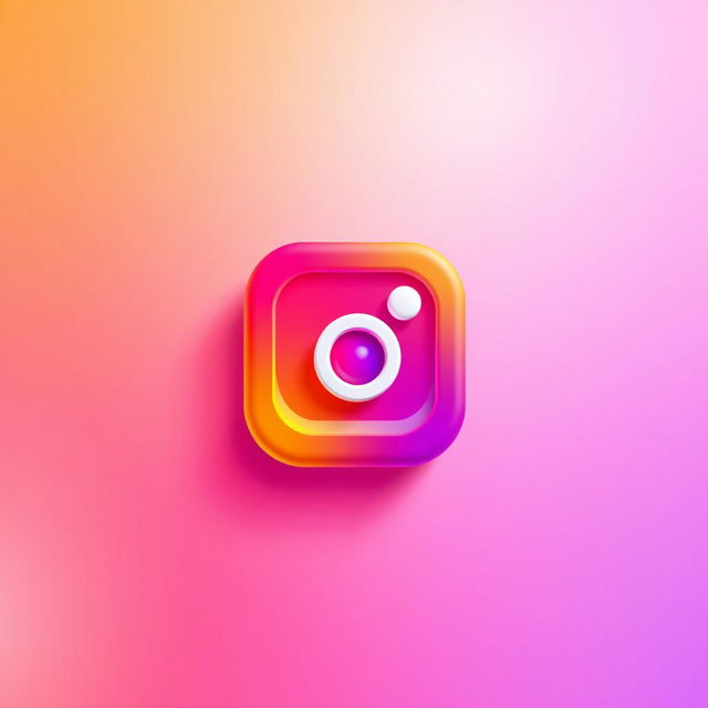 A vibrant and modern interpretation of the Instagram logo featuring its iconic camera design, encompassed by a colorful gradient of orange, pink, and purple hues for a playful and inviting feel