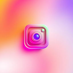 A vibrant and modern interpretation of the Instagram logo featuring its iconic camera design, encompassed by a colorful gradient of orange, pink, and purple hues for a playful and inviting feel
