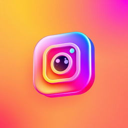 A vibrant and modern interpretation of the Instagram logo featuring its iconic camera design, encompassed by a colorful gradient of orange, pink, and purple hues for a playful and inviting feel