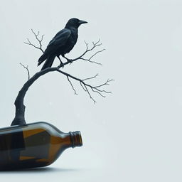 A scene featuring a tilted bottle at the bottom of the screen, half open, with a piece of paper inside, giving the impression it is precariously on the edge