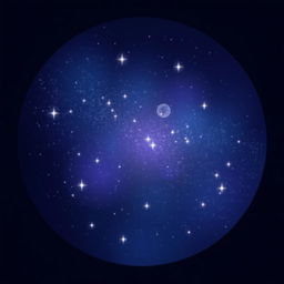 A stunning digital art piece featuring a captivating starry night sky, with bright twinkling stars scattered across a deep indigo background