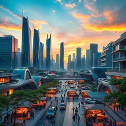 A futuristic, thriving cityscape of Zabol, showcasing advanced architecture and technology