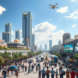 A futuristic depiction of Zahedan, Iran, 10 years in the future